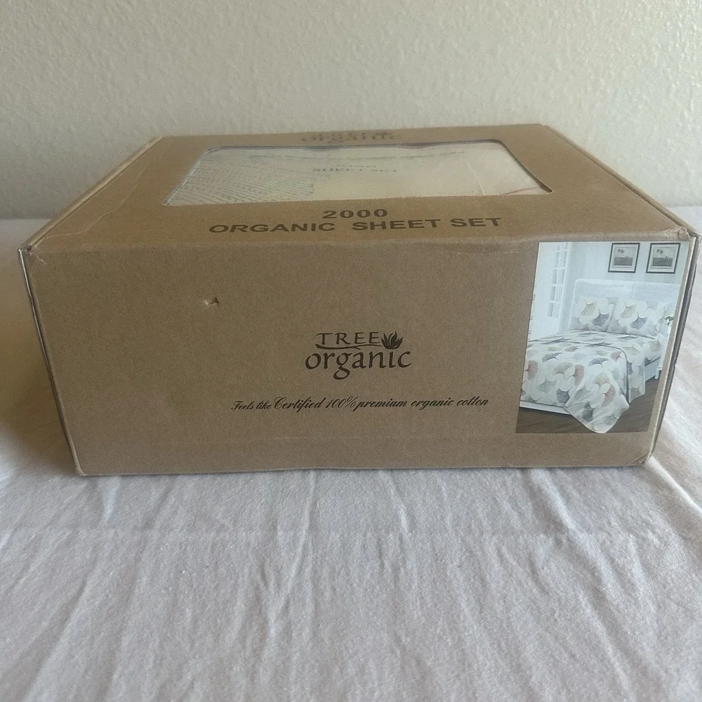 Tree Organic 100% Premium Quality Cotton 2000 King Sheet Set Botanical New